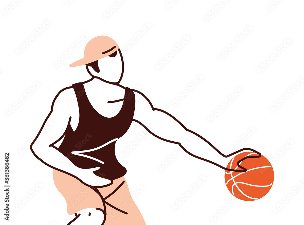 Fototapeta premium basketball player man with ball vector design