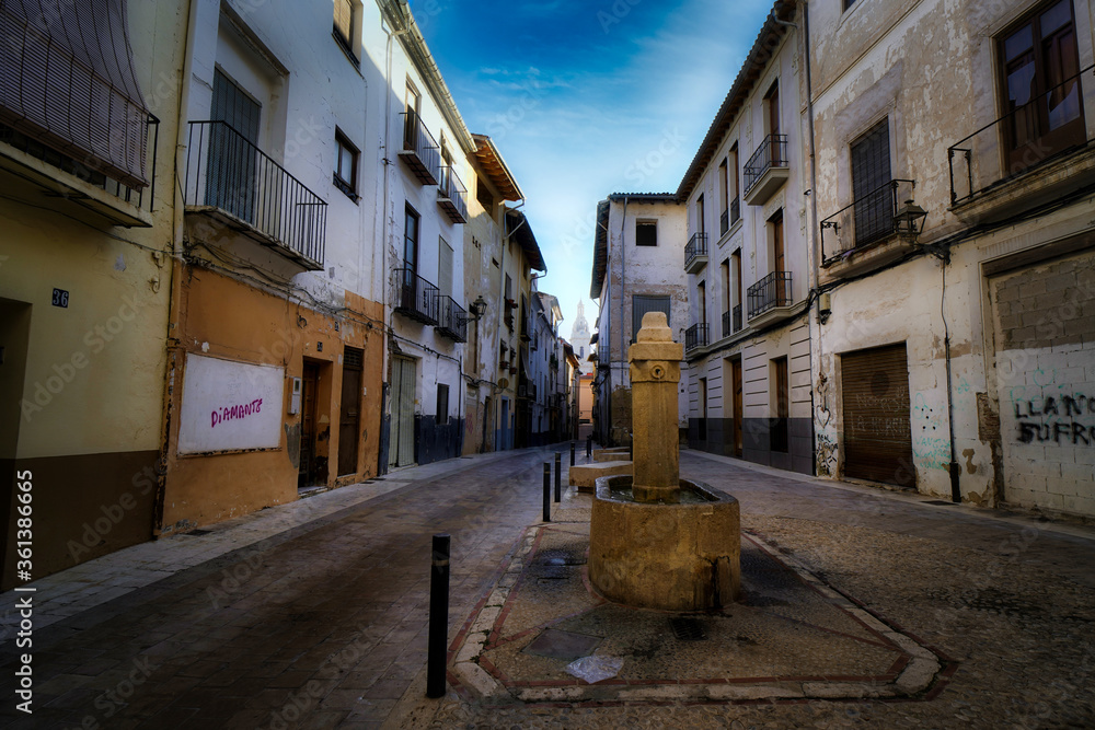 Obraz premium Valencia town medieval street. Xativa.