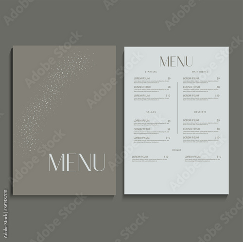Beautiful contrasting elegant menu for cafes and restaurants
