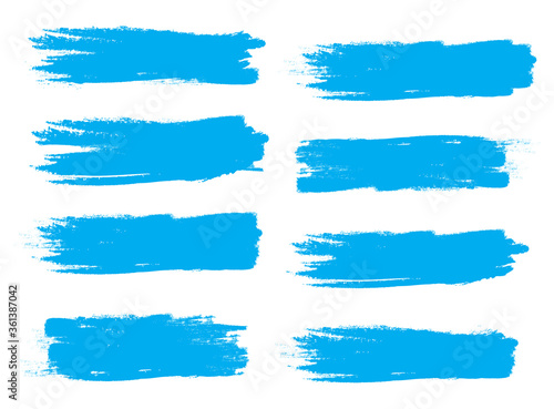 Blue brush stroke set isolated on white background. Trendy brush stroke vector for ink paint  grunge backdrop  dirt banner  watercolor design and dirty texture. Brush stroke vector