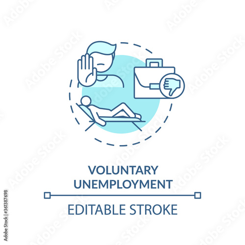 Voluntary unemployment turquoise concept icon. Human resource issue. Crisis in workforce. Person left job idea thin line illustration. Vector isolated outline RGB color drawing. Editable stroke
