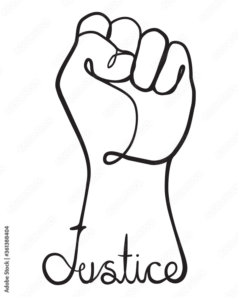 Justice Line Art Vector Illustration with Rising Fist. Justice Line Art Vector Illustration with Rising Fist.