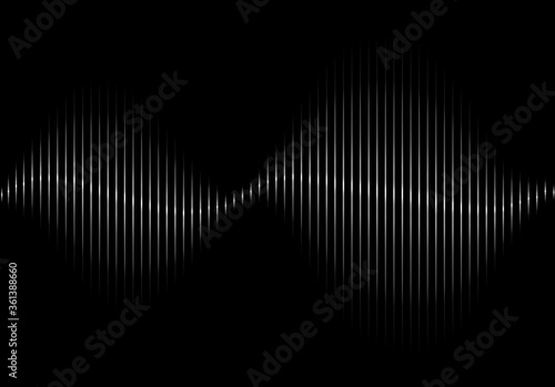 Sound wave vector isolated on black background. Abstract sound waves for voice design, music background, wallpaper, radio logo and icon. Creative music concept, vector illustration