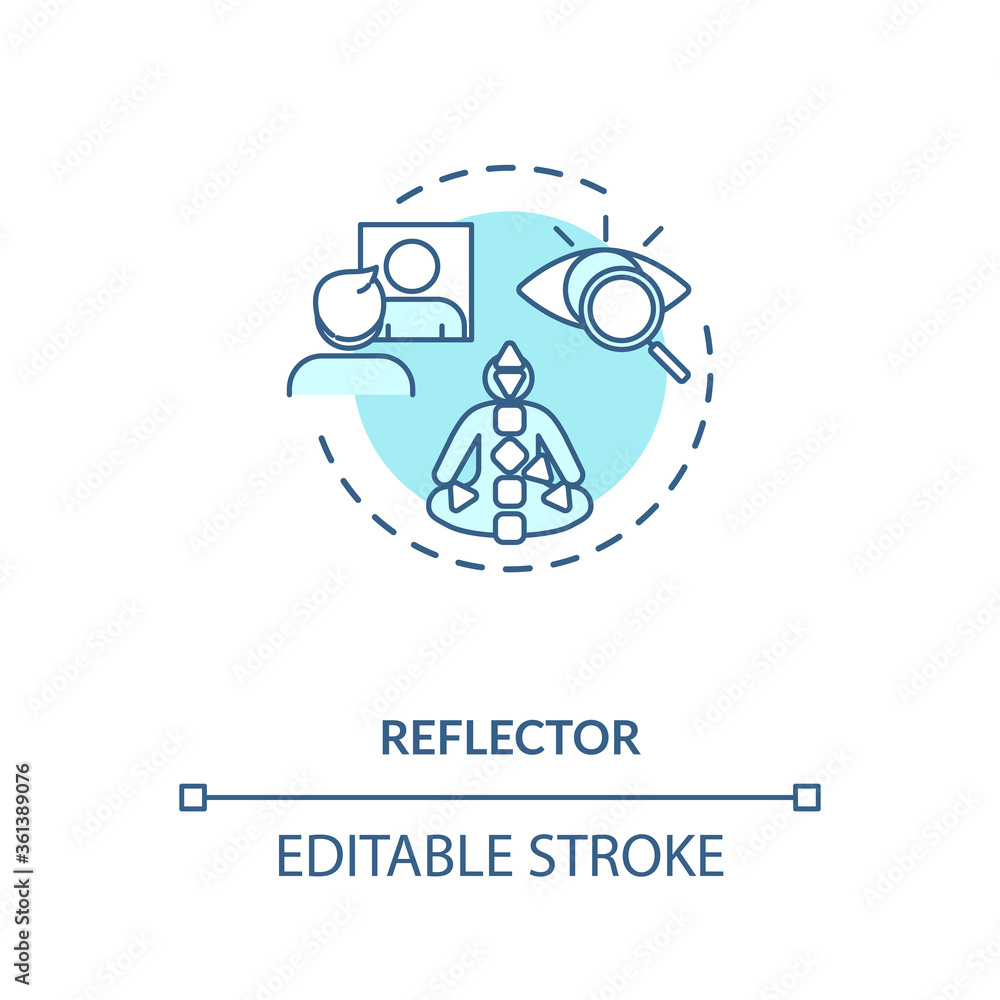 Reflector turquoise concept icon. Energy center in body chart graph. Mirroring environment. Human design type idea thin line illustration. Vector isolated outline RGB color drawing. Editable stroke Reflector turquoise concept icon. Energy center in body chart graph. Mirroring environment. Human design type idea thin line illustration. Vector isolated outline RGB color drawing. Editable stroke