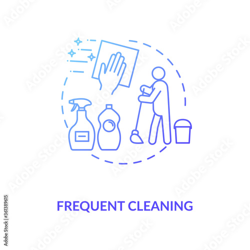 Frequent cleaning concept icon. Cafe and restaurants safety guidelines idea thin line illustration. Protection yourself from covid infection. Vector isolated outline RGB color drawing