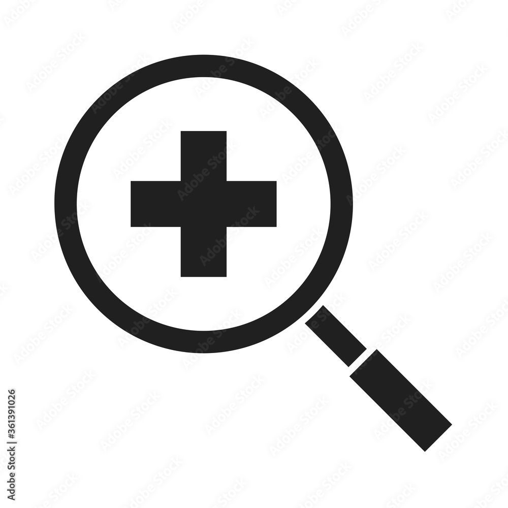magnifying glass analysis healthcare medical and hospital pictogram silhouette style icon magnifying glass analysis healthcare medical and hospital pictogram silhouette style icon