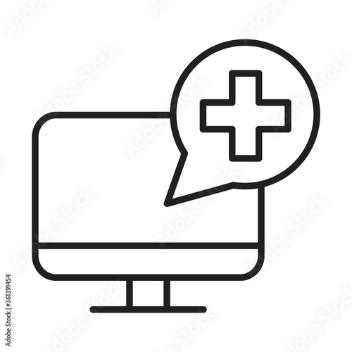 computer medical support app healthcare hospital pictogram line style icon