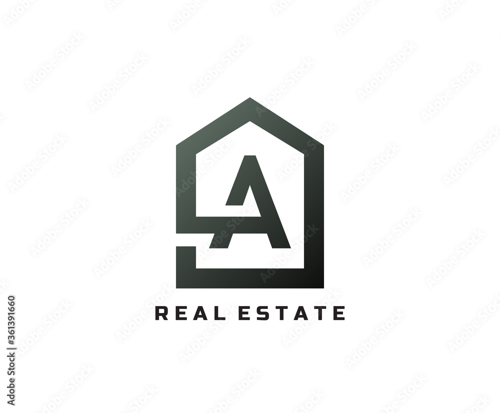A letter creative and unique logo Icon creative monogram with home sign for real estate company. A letter creative and unique logo Icon creative monogram with home sign for real estate company.