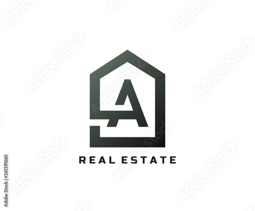 A letter creative and unique logo Icon creative monogram with home sign for real estate company.