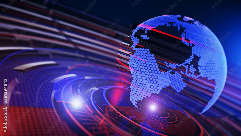3D World News Background, digital world breaking news Studio Background ...