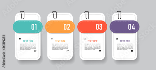 Text box design with note papers.	
