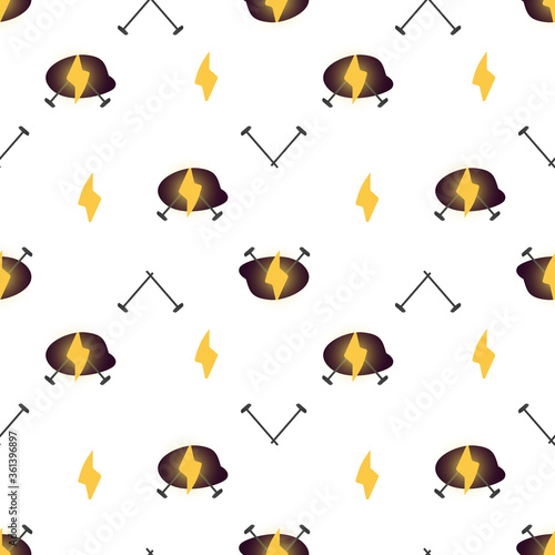 the pattern of lightning. Yellow thunderbolt on a white background,