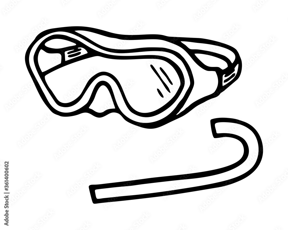 ISOLATED ON A WHITE BACKGROUND MASK AND GOGGLES FOR DIVING ISOLATED ON A WHITE BACKGROUND MASK AND GOGGLES FOR DIVING