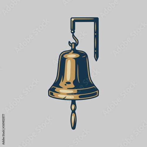 Marine nautical ship bell in vintage style