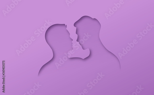 Papercut gay men homosexual couple in love