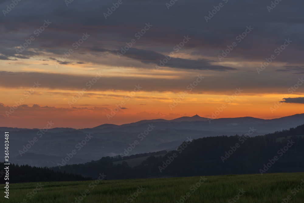 Sunset in hot summer rainy evening near Roprachtice village Sunset in hot summer rainy evening near Roprachtice village