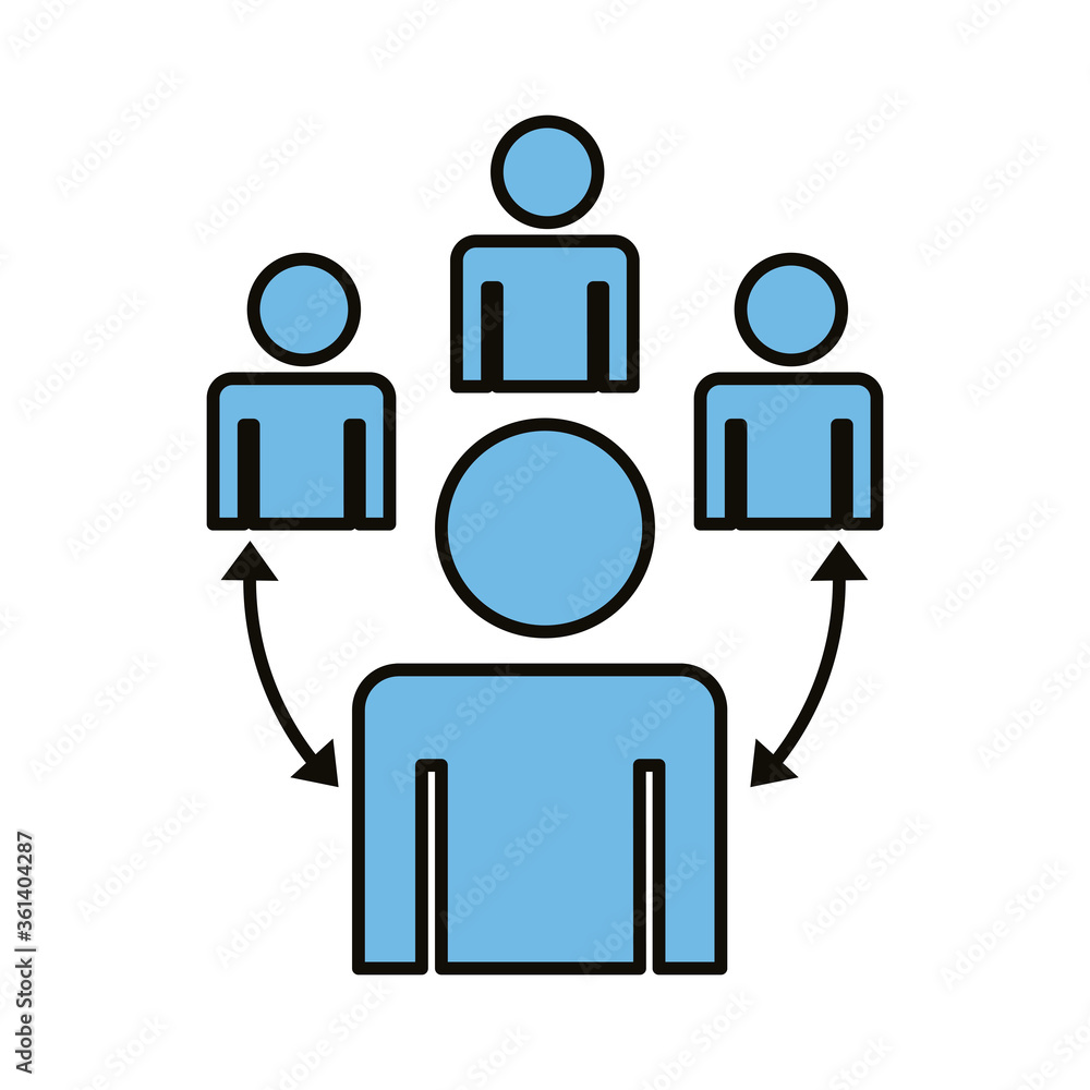 group of humans distance social line and fill style