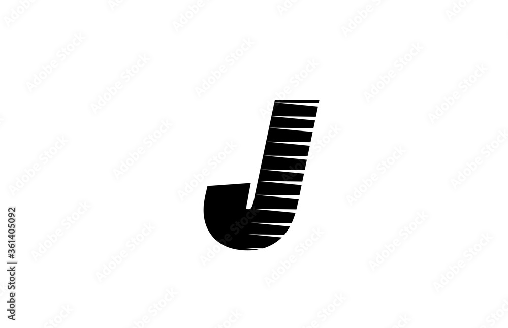 line stripes J alphabet letter logo icon for business and company. Simple black and white letter design for identity line stripes J alphabet letter logo icon for business and company. Simple black and white letter design for identity