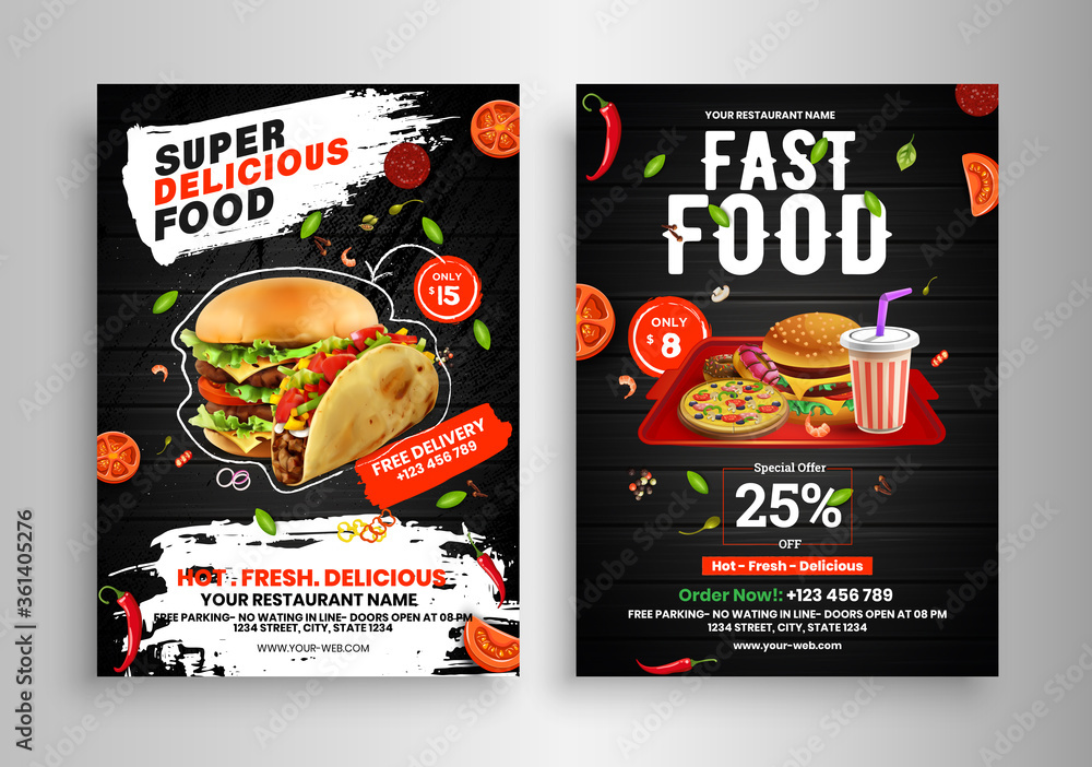 Fast Food Flyer Design Template cooking, cafe and restaurant menu, food