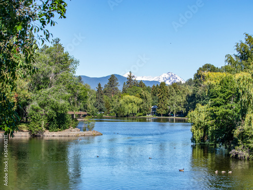 Summertime at Mirror Pond at Drake Park in Bend, Oregon