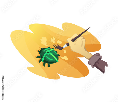 Egyptian archeology excavations. Cartoon treasure hunting. Vector concept with archeologist digging sand brush. Egypt pharaoh underground treasury illustration