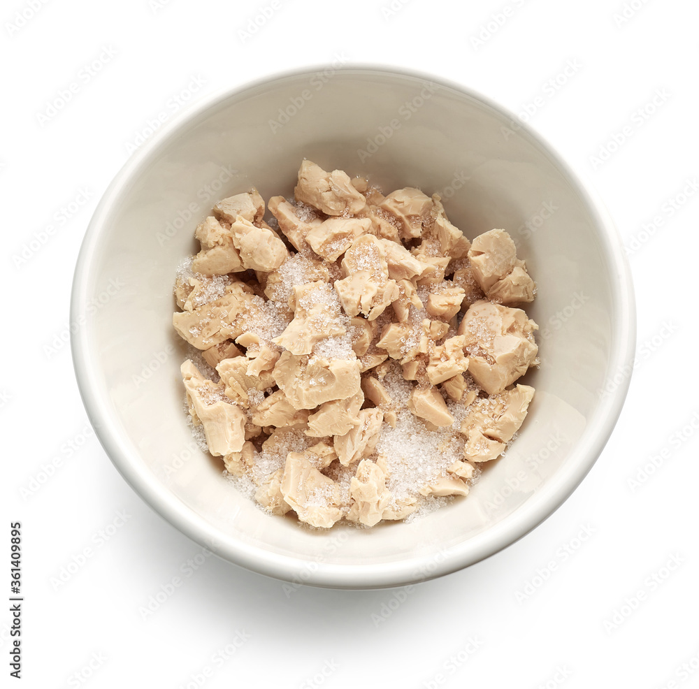 bowl of yeast with sugar