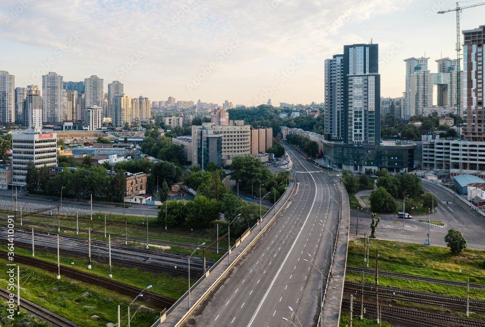 Kyiv city skyline in the morning