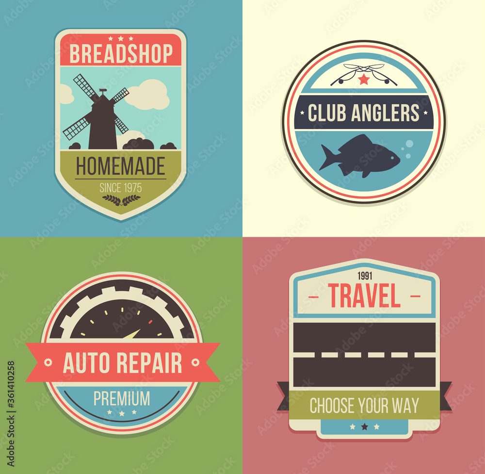 Obraz premium Set of vintage travel badges and logo emblems. Vector illustration