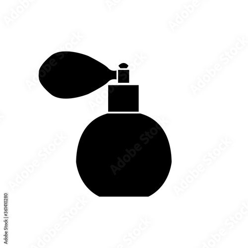 Black-white silhouette of perfume flacons and bottles isolated on a white background. Cosmetics Icons. Vector illustration. Perfume flat design cosmetic and spa illustration.