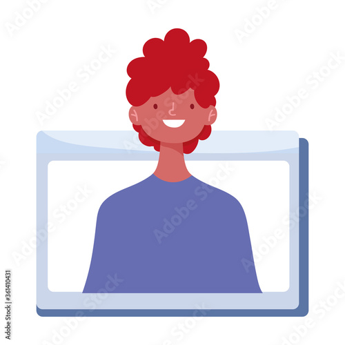 boy website internet video connection online training isolated icon design white background photo