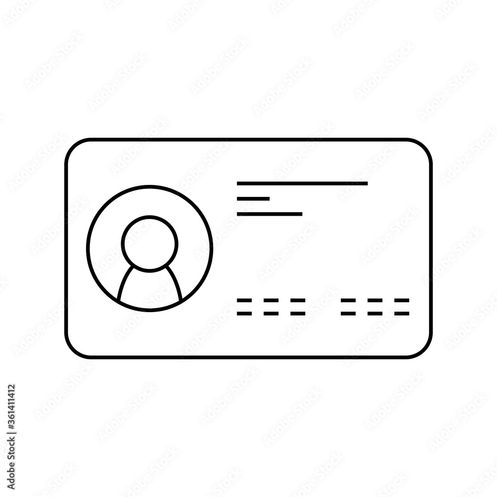 Identification card outline icon. ID symbol vector illustration. Identification card outline icon. ID symbol vector illustration.