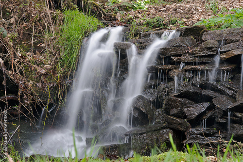 River stream with rapids and high flow in autumn in Galicia mountain
