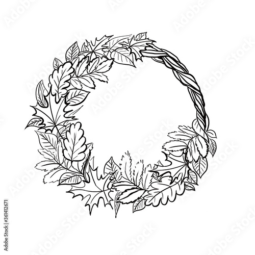 illustration of an autumn wreath of leaves