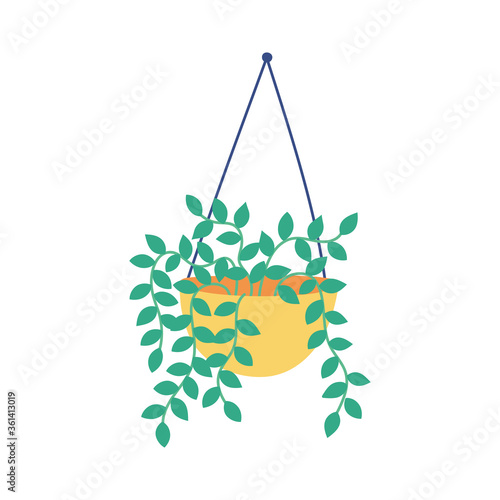hanging potted plant decoration isolated icon white background