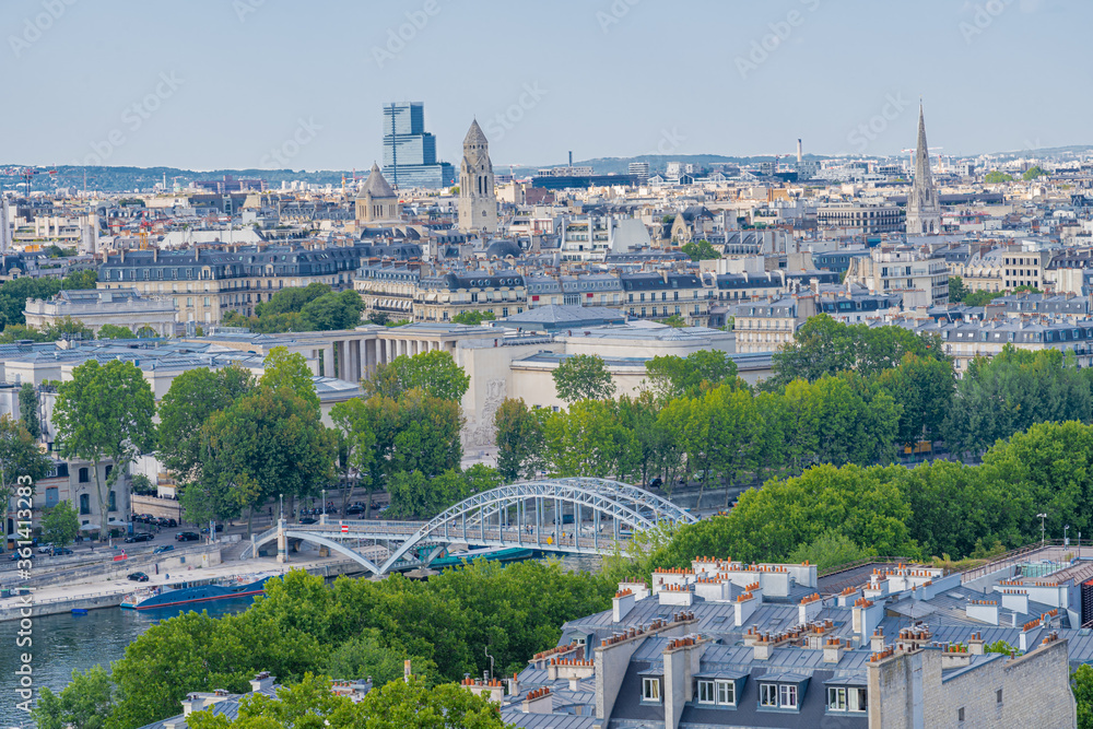Fototapeta premium Paris, France - 25 06 2020: View of Paris from Eiffel Tower