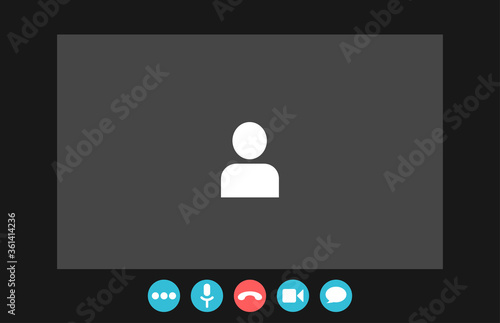 Video call screen template. Video call interface. Vector page of the workspace. Application for social communication. Video conference. Layout of video conferences and online meetings
