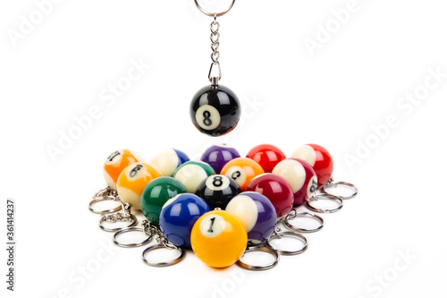 pool billiard keychain, american billiard balls keychain photo