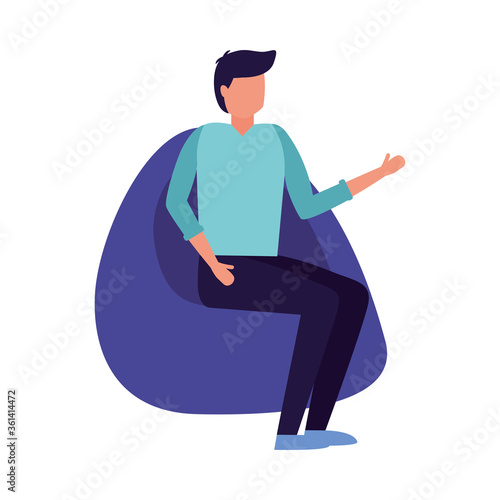 Isolated avatar man on puf vector design