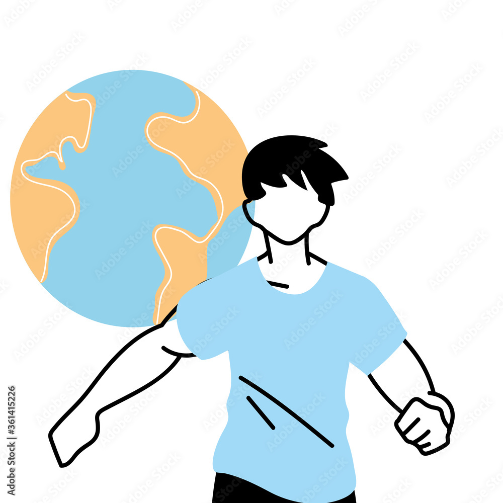 Man avatar running with world vector design Man avatar running with world vector design
