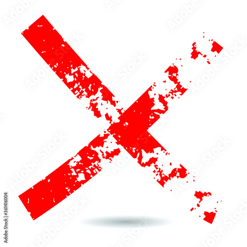 grunge red cross . vector