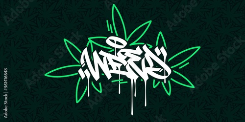 Abstract Hip Hop Hand Written Graffiti Style Word Weed Vector Illustration Art