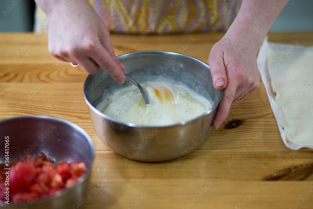 Preparing eggs. Preparing eggs.