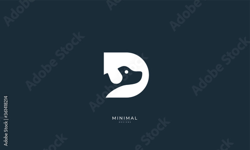 Abstract minimal icon logo of a dog in a letter D