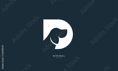 Abstract minimal icon logo of a dog in a letter D