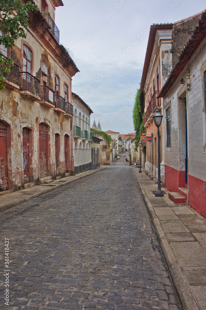 Fototapeta premium Old city street view Sao Luis, Brazil, South America