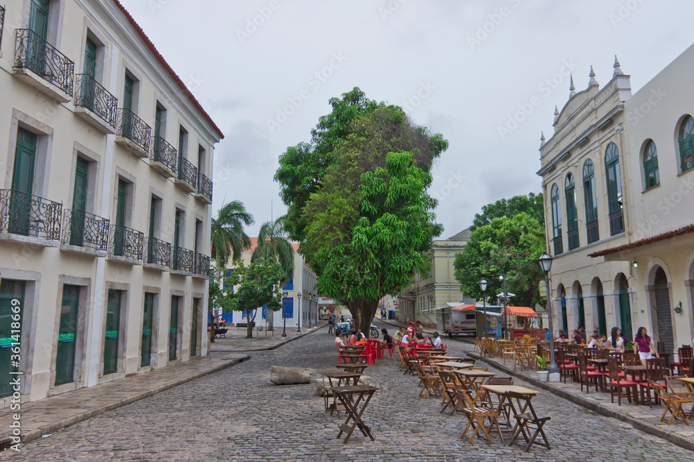 Old city street view Sao Luis, Brazil, South America