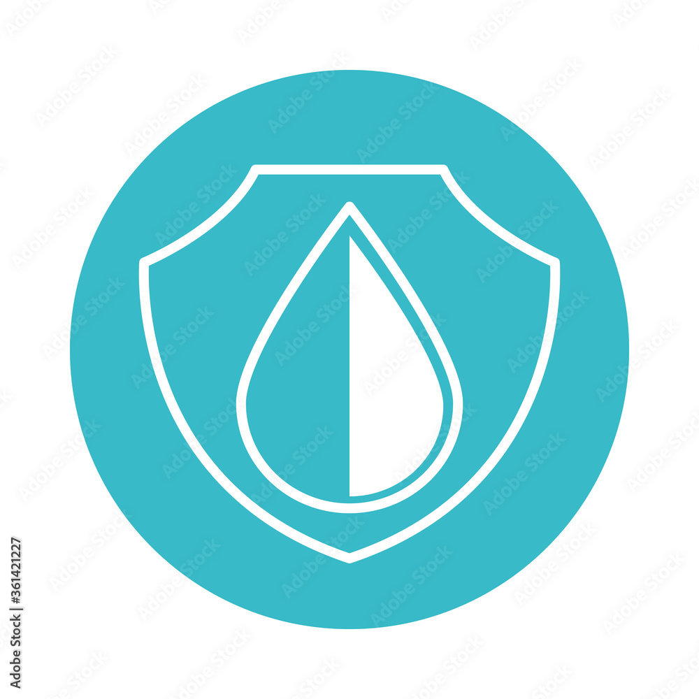 water drop shield protection nature liquid blue block style icon water drop shield protection nature liquid blue block style icon