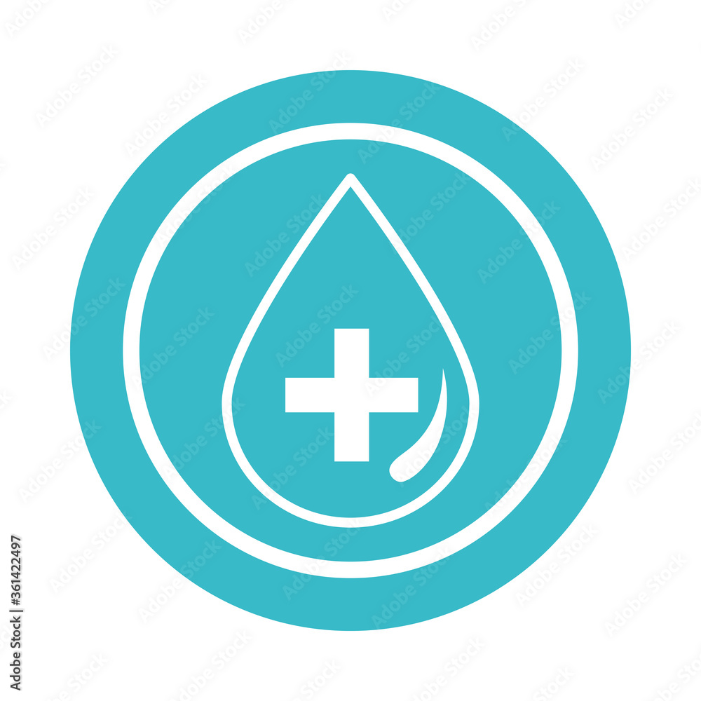 Fototapeta premium medical water drop health liquid blue block style icon
