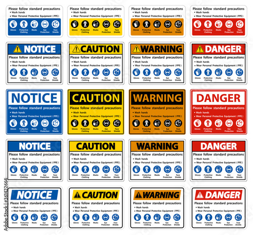 Please follow standard precautions ,Wash hands,Wear Personal Protective Equipment PPE,Gloves Protective Clothing Masks Eye Protection Face Shield