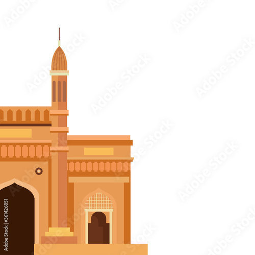 gateway, famous monument of india on white background